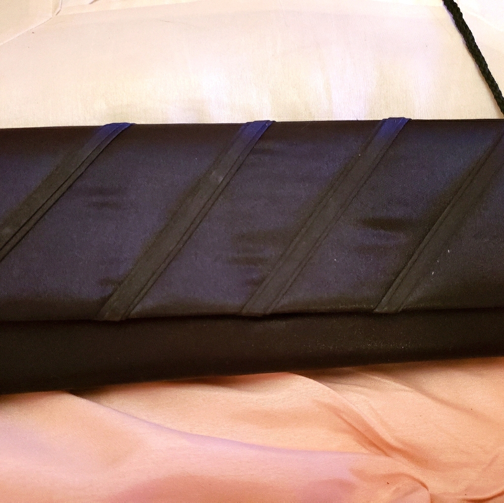 Black satin evening bag